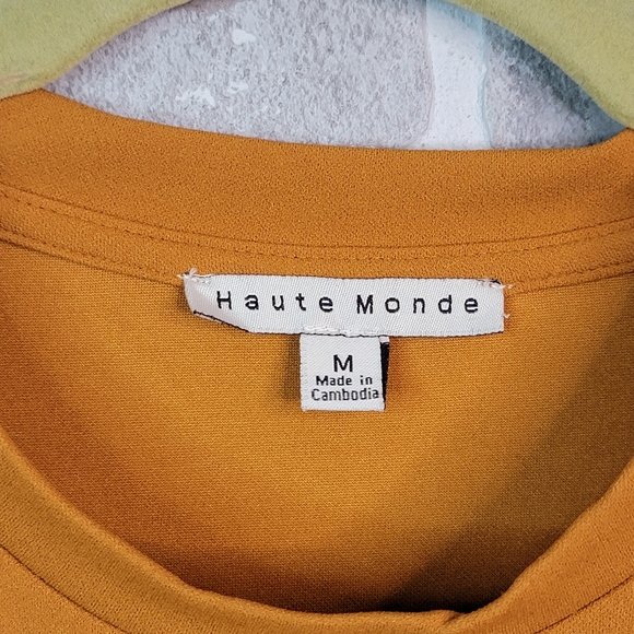 Haute Monde Burnt Orange Boho Sinched Ruffled Sleeve High Fashion Blouse Top M - Picture 5 of 16